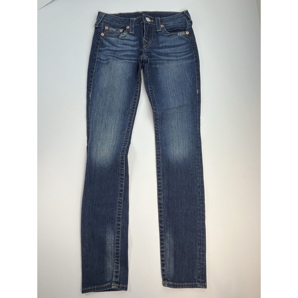 True Religion Skinny Fossil Silk Jeans Women's Size 27x31 Low Rise